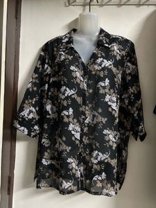 Chic Black Floral Print Shirt