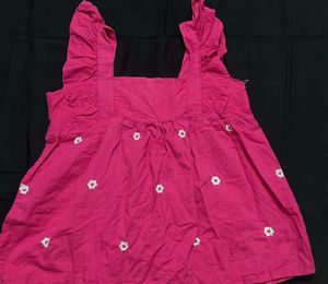 Charming Pink Top with Floral Embroidery