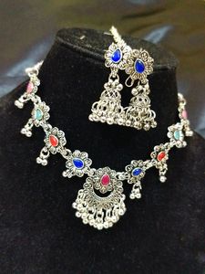 Oxidised Jhumki Set