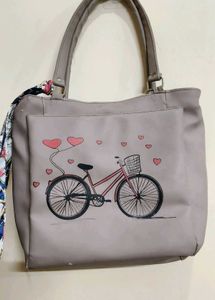 Cute Pink Tote Bag with Bicycle Design