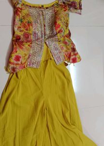Vibrant Yellow Palazzo Pants and kurta set