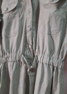 Unused Olive Color Denim Stretchable Midi