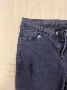 Kraus Dark Wash Black Ripped Jeans