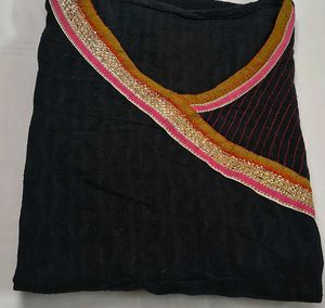 Elegant Black Dark Kurti with Embellished Neckline