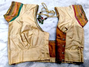 Cream Colour Pure Kanjeevaram Silk Blouse