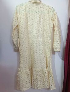 Pure cotton cutwork Eyelet Midi Dress