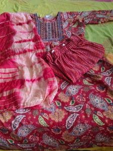 Indian Red Paisley Print Kurta Set