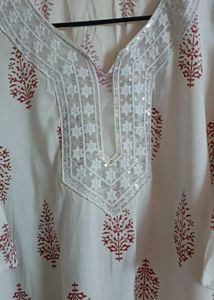 3 Printed Kurta with Neck Embellishment