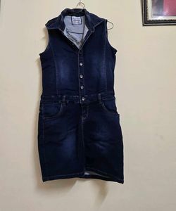 Sleeveless Denim Shirt Dress