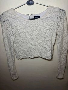 Lace Long Sleeve Crop Top