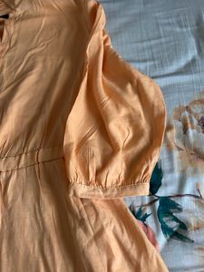 Peach Button-Up Midi Dress