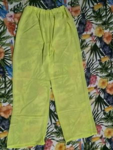 Bright Neon Yellow Wide Leg Pants