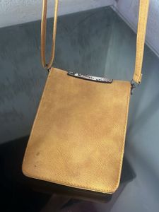 Mustard Crossbody Snake Print Accent Bag