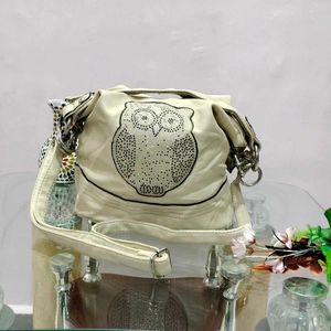 Cute Owl Embellished Shoulder Bag