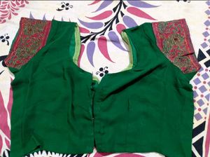 Royal Green Designer Saree with Embroidered Blouse