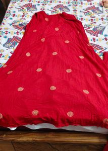 sleeveless Red Kurta Set