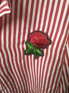 Chic Red Striped Peplum Top