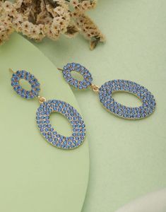 Blue Stone and gold plated Dangle Earrings