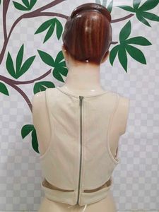 (900)Cream Crop Top - Stylish &amp; Trendy