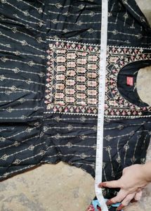 Black Golden Printed Anarkali Kurta