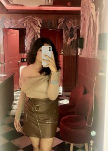 Sparkly Long Sleeve Top 250 rs with Leather Skirt
