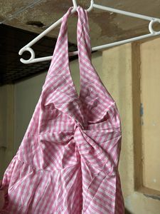 free size Pink Gingham Halter Top