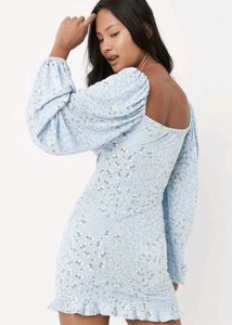 Light Blue Floral Mini Dress