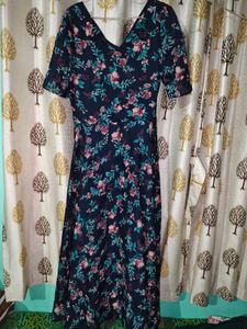 Navy Floral Off-Shoulder Dress