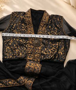 Elegant Black &amp; Gold Anarkali Set