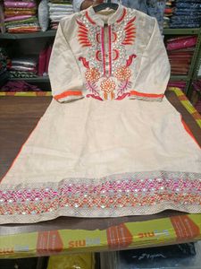 Embroidered Kurta with Mirror Work