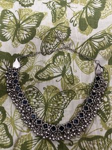 Silver Oxidized Choker Necklace