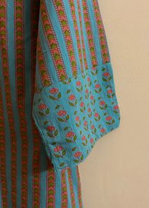 Women's Cotton Ikat Printed Casual Shirt Style Kur