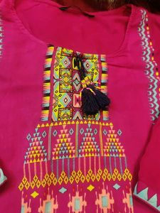 Pink printed Kurta pure cotton