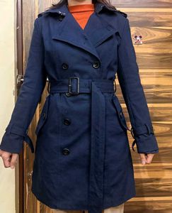 Navy Trench Coat - Stylish & Classic