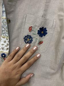 Stylish Beige Embroidered Shirt