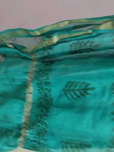 Beautiful Teal Dupatta with Leaf Print