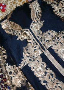 Black Long Net Silk Work Kurti