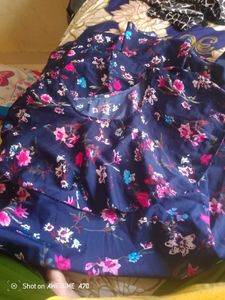 Navy Blue Floral Print Dress