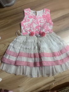 Cute Pink & White Girls Dress
