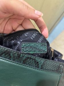 Green Snake Print Crossbody Bag