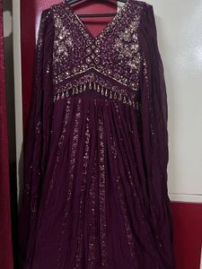 brand new Embellished gown with falling sleeves