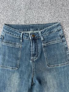 Stylish Blue Denim Wide Leg Jeans