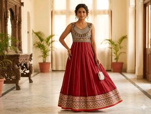 Elegant Red Ethnic Gown