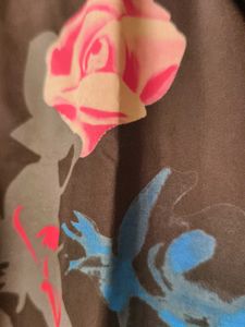 Men's Black Floral Print Shirt M