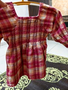 Cute Plaid Smocked Top