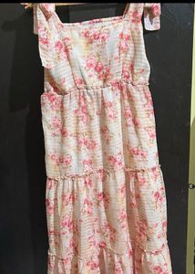 Floral Print Tiered Midi Dress