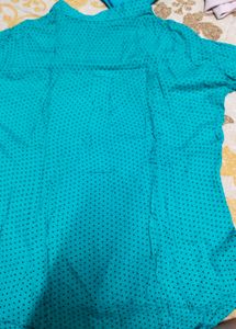 Stylish Teal Polka Dot Shirt