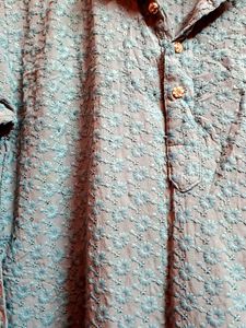 Men's Teal Printed Kurta