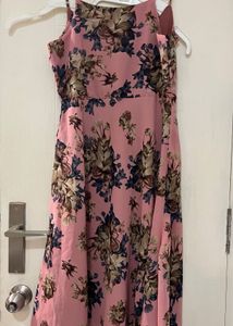 SASSAFARAS New Pink Printed Floral  Dress