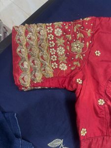 Embroidered Red Silk Blouse
